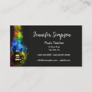 Tarjeta De Visita Music Teacher Musical Notes Guitar Band