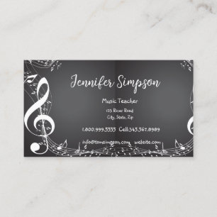 Tarjeta De Visita Music Teacher Notes Musical Piano Guitar Band Busi