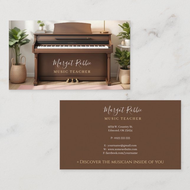 Tarjeta De Visita Music Teacher | Pianist Business Card (Anverso / Reverso)
