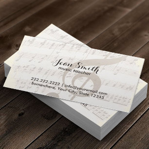 Tarjeta De Visita Music Teacher Vintage Music Notes