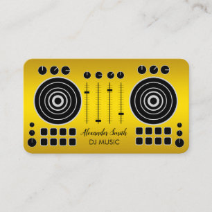 Tarjeta De Visita Music Turable Black and Gold DJ Player Business