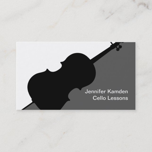 Tarjeta De Visita Música Cello Música de Teacher (Anverso)