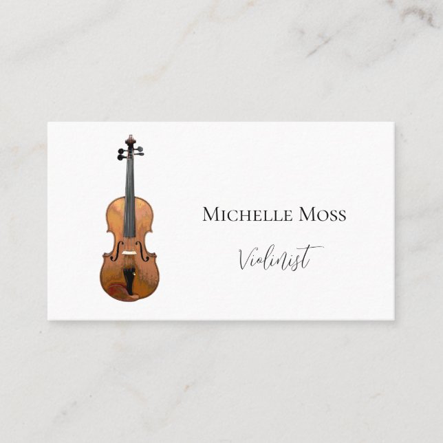 Tarjeta De Visita Música clásica rosada en violín musical (Anverso)
