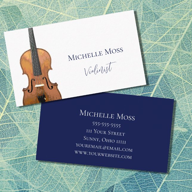 Tarjeta De Visita Música clásica violín Elegante Azul (Subido por el creador)