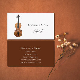 Tarjeta De Visita Música clásica violín elegante Borgoña