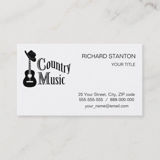 Tarjeta De Visita Música country (Anverso)