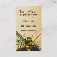 Música de cantante de micrófono Rústico Retro Tarj