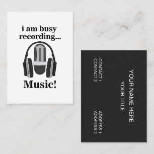 Tarjeta De Visita Música de grabación de auriculares con micrófono