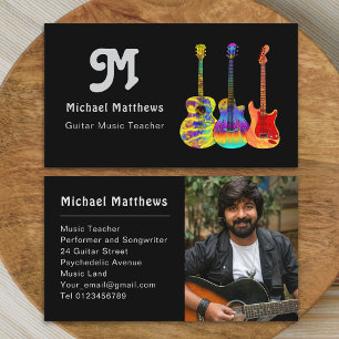 Tarjeta De Visita Música de Guitarra Retro Tutor Músico Foto