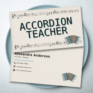 Tarjeta De Visita Música de hoja - Maestra de acordeón