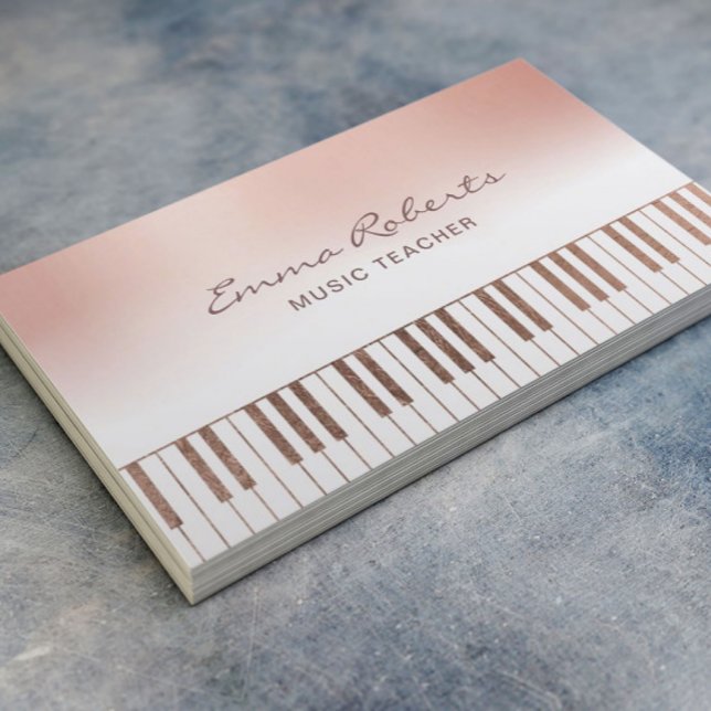 Tarjeta De Visita Música de maestros Rosa Pastel de oro Claves de pi (Subido por el creador)