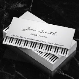 Tarjeta De Visita Música de piano blanco clásica de profesor de músi