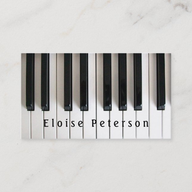 Tarjeta De Visita música de piano de piano en blanco y negro (Anverso)