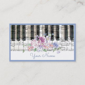 Tarjeta De Visita música de piano decoración floral