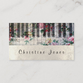 Tarjeta De Visita música de piano floral femenina