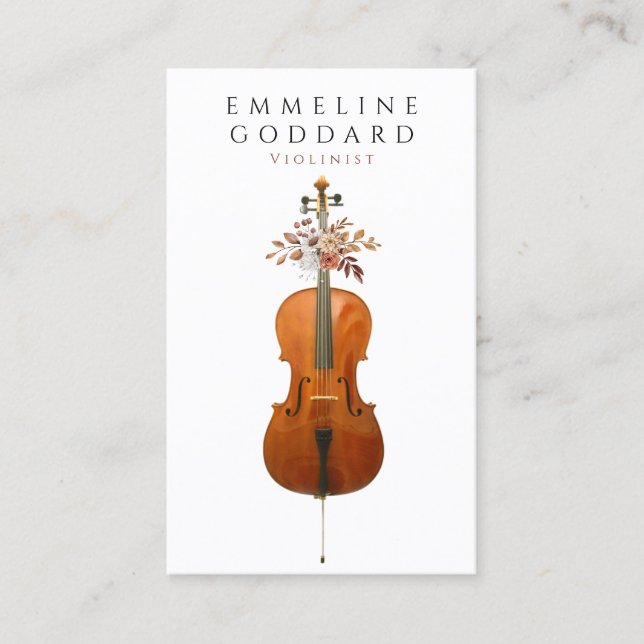 Tarjeta De Visita Música de violonchelo Músico Profesor  (Anverso)