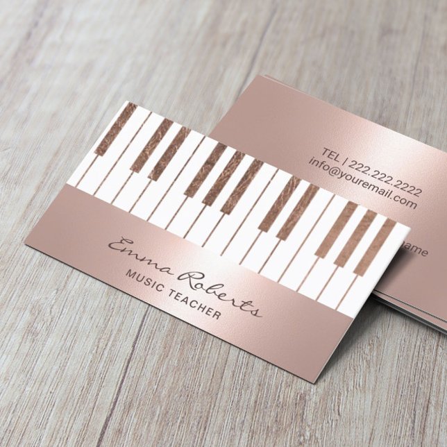 Tarjeta De Visita Música del profesor Rubor Rosa Gold Piano Keys Mus (Subido por el creador)