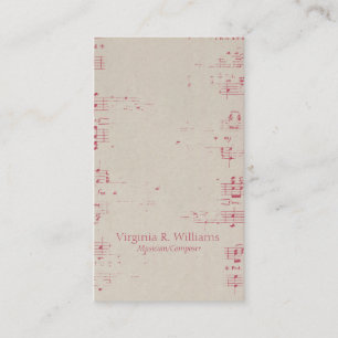 Tarjeta De Visita Música del vintage
