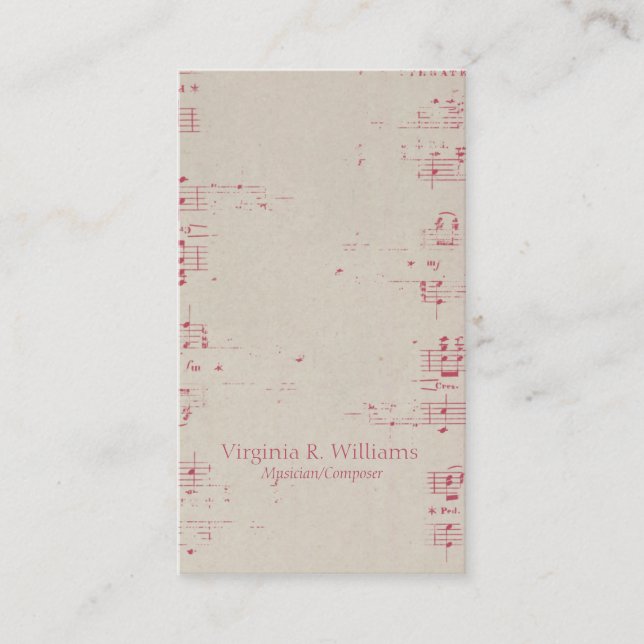 Tarjeta De Visita Música del vintage (Anverso)