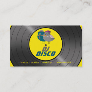 Tarjeta De Visita Música Disco DJ Retro Vinilo Pareja de Pájaros Chi