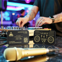 Música Dj Moderna Minimalista Toca discos Negro y 