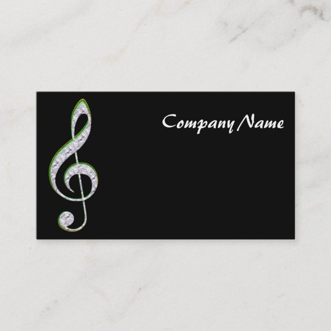 Tarjeta De Visita MÚSICA Esmeralda y Diamond Treble Clef (Anverso)