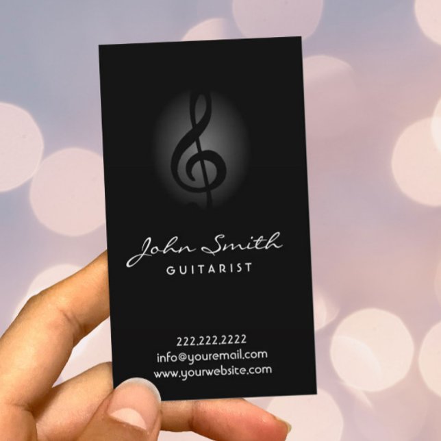 Tarjeta De Visita Música Guitarista Elegante Y Oscura (Subido por el creador)