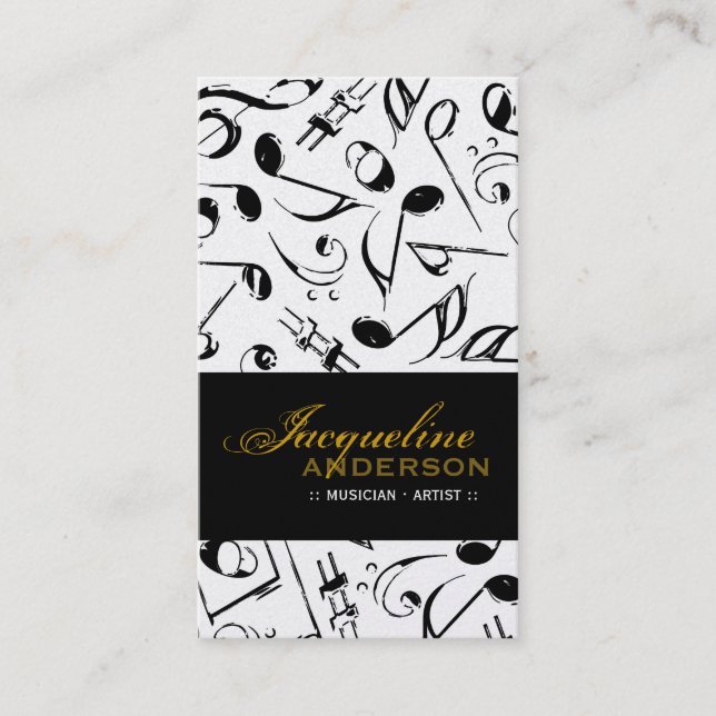Tarjeta De Visita Música Musical Notes Pattern Cantar canción de art (Anverso)