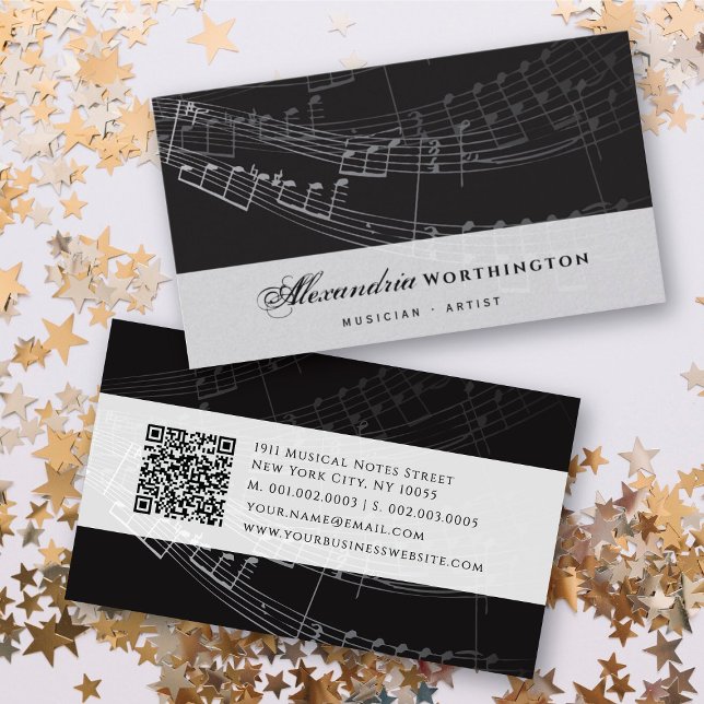Tarjeta De Visita Música Musical Sinfonía Notas Canción Artista (Music Musical Symphony Notes Song Singing Artist Business Card @ fatfatin)