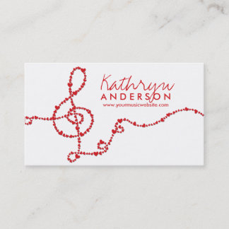 Tarjeta De Visita Música musical Treble Love Red Heart Artist Song