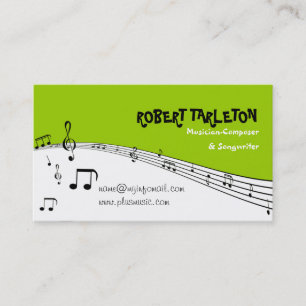 Tarjeta De Visita Música pentagram lime verde, blanco negro