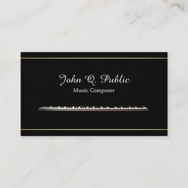 Tarjeta De Visita Música Piano Compositor Profesional Elegante (Anverso)