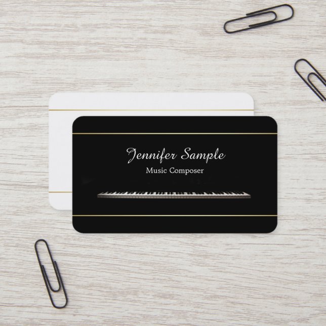 Tarjeta De Visita Música Piano Compositor Profesional Elegante (Anverso/Reverso In Situ)