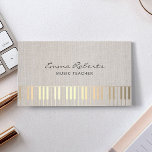 Tarjeta De Visita Música Teacher Gold Piano Música Elegante Lino<br><div class="desc">Maestra de Música Elegante Linen Gold Piano Keys Tarjeta de Negocios Musicales.</div>