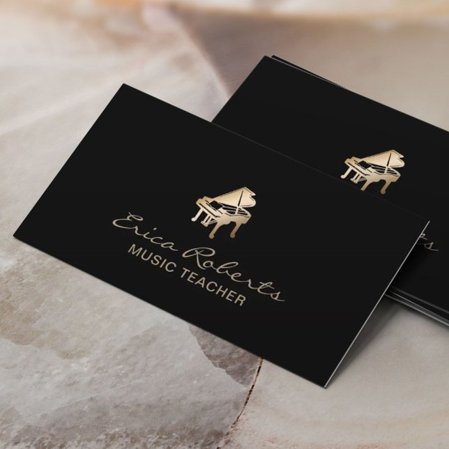 Tarjeta De Visita Música Teacher Oro Icono Piano Clásico Música (Subido por el creador)