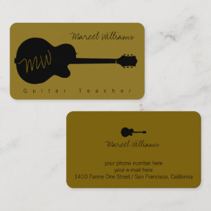 Tarjeta de visita musical con guitarra negra