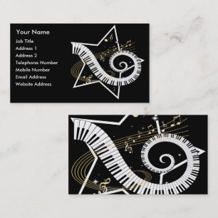 Tarjeta De Visita Musical Star golden notes Música