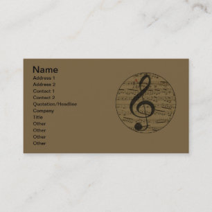 Tarjeta De Visita Musical Treble Clef Sheet Music Classic