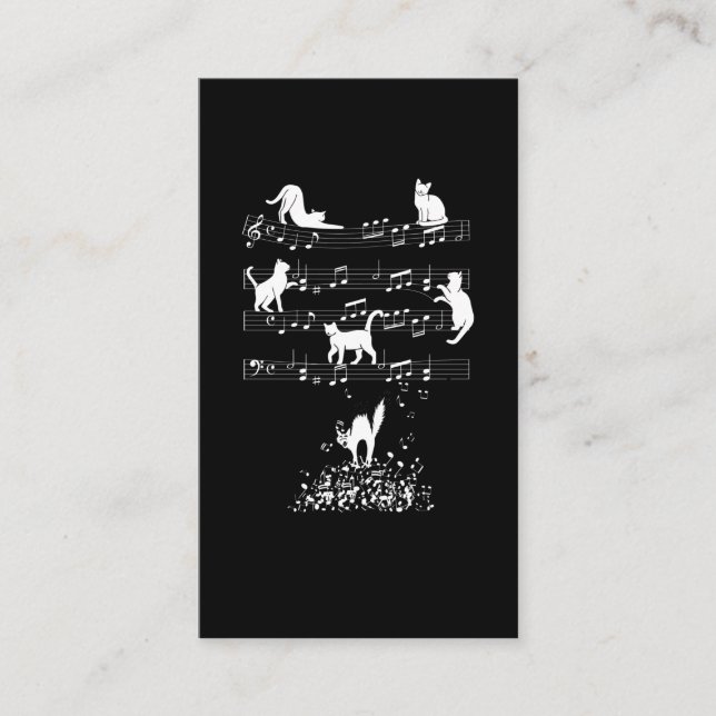 Tarjeta De Visita Musician Cat Lover Funny Music Notes (Anverso)