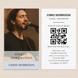 Tarjeta De Visita Musician Dusty Blue QR Code Business Card