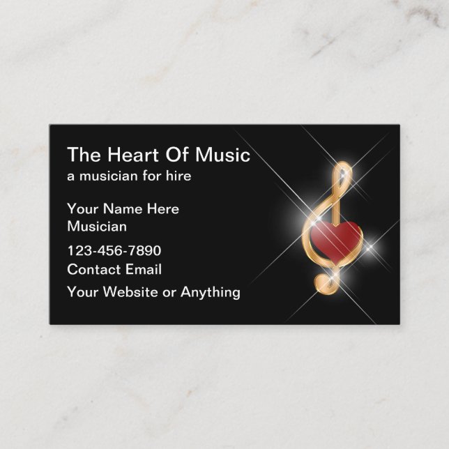 Tarjeta De Visita Músico Clásico O Banda Musical Para Contratación (Anverso)