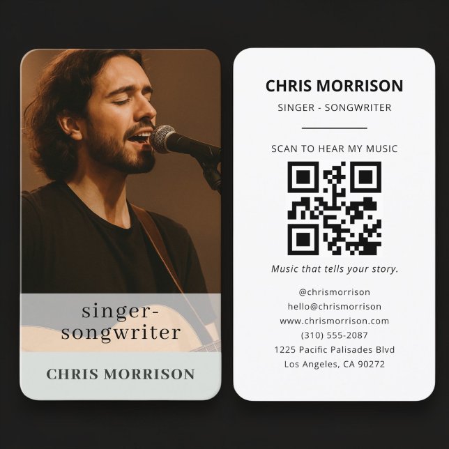 Tarjeta de visita músico código QR verde Sage (Subido por el creador)