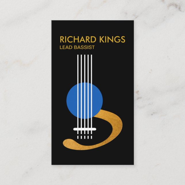 Tarjeta De Visita Músico creativo elegante de la guitarra baja del (Anverso)