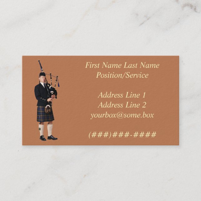 Tarjeta De Visita Músico de Bagpipe (Anverso)