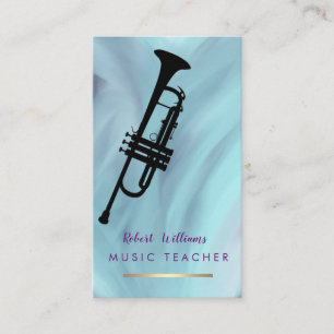 Tarjeta De Visita Músico de banda azul del instrumento de la