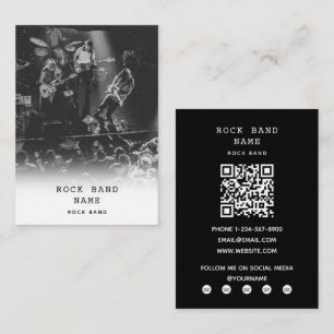 Tarjeta De Visita Músico de banda de rock moderna fotografía en blan