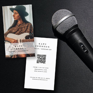 Tarjeta De Visita Músico de cantante Foto Social Media QR Code
