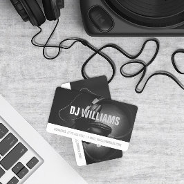 Tarjeta De Visita Músico de DJ DeeJay, negro y blanco moderno