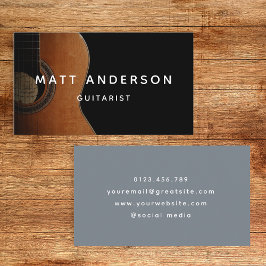 Tarjeta De Visita Músico de guitarra de estilo minimalista azul