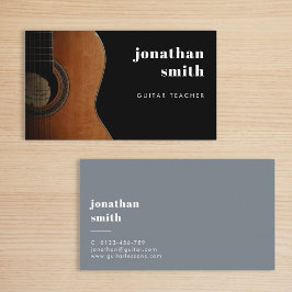 Tarjeta De Visita Músico de guitarra minimalista de estilo azul